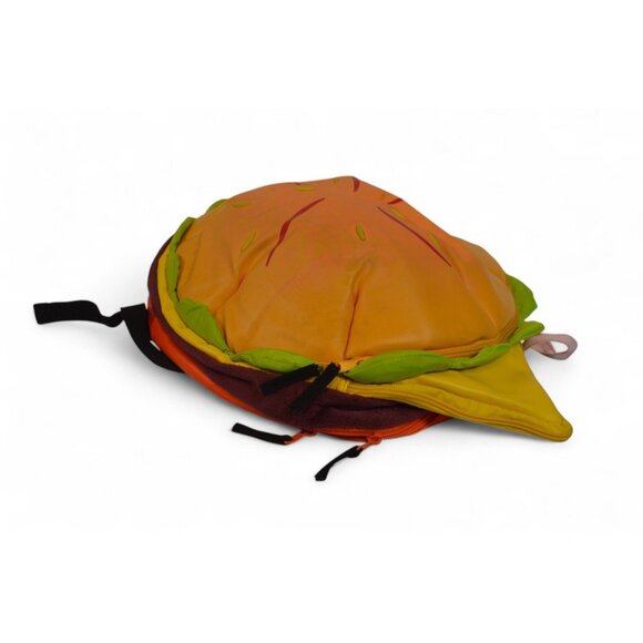 Vintage Hamburger Cheeseburger Novelty Backpack Round Food Shape Bag - Picture 1 of 5